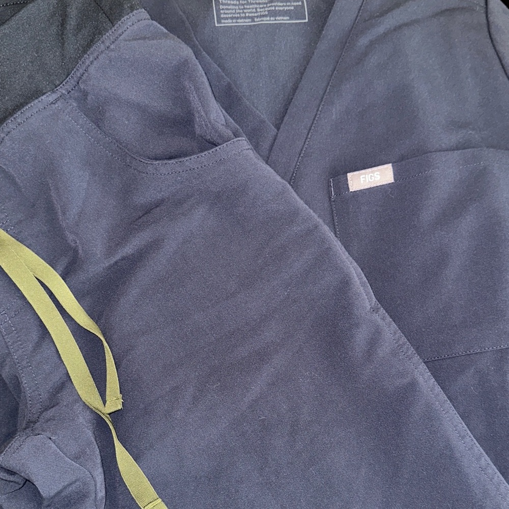 Figs Women’s Limited Edition Dark Blue Scrub Set - One Pocket Top, Kade Pants.